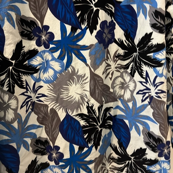 KS Island swim coverup poncho w/hood and pocket blu/wht Hawaiian floral 2X plus - Picture 9 of 16